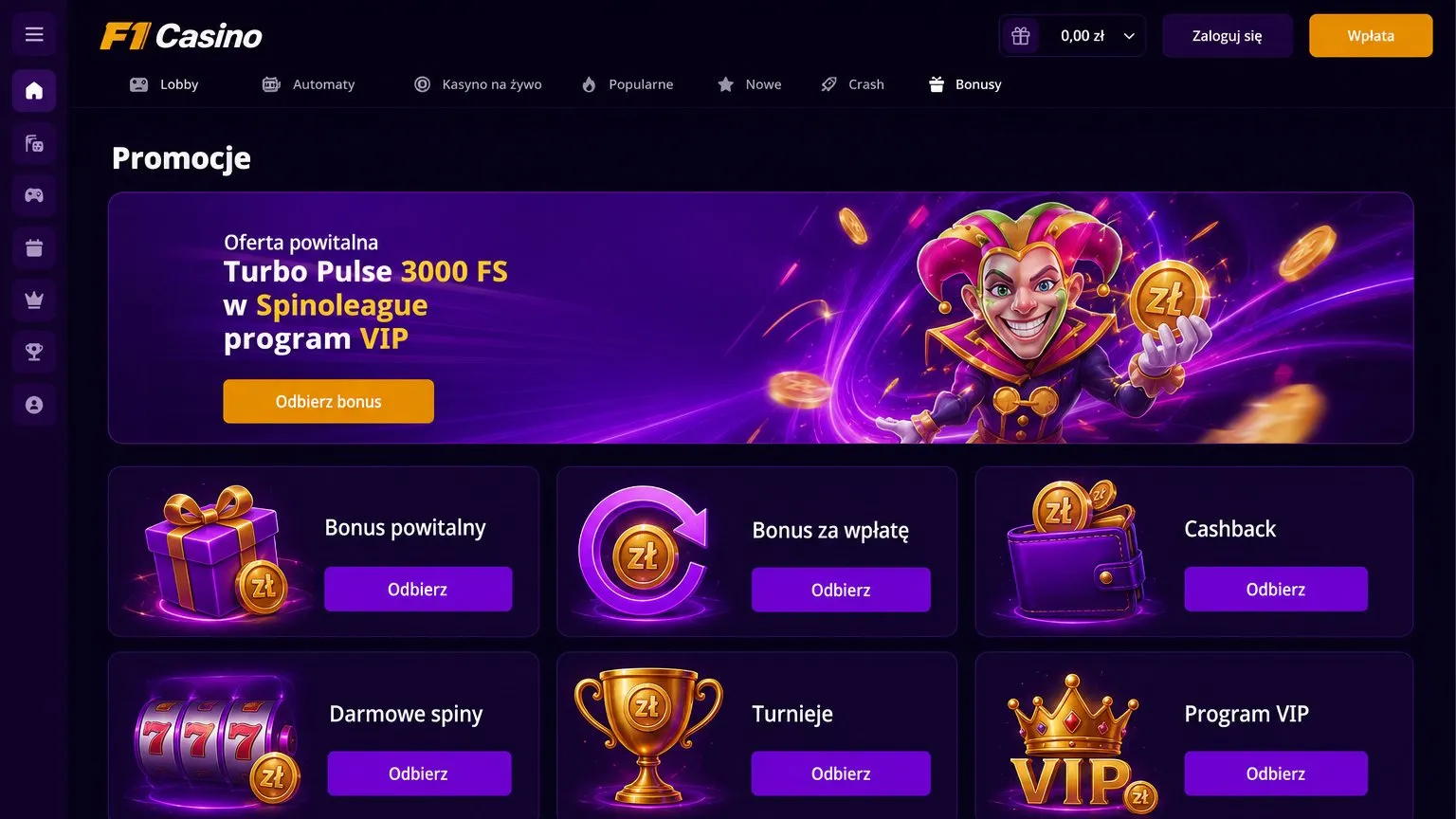 F1 Casino kod promocyjny bez depozytu – bonusy i promocje dla graczy z Polski