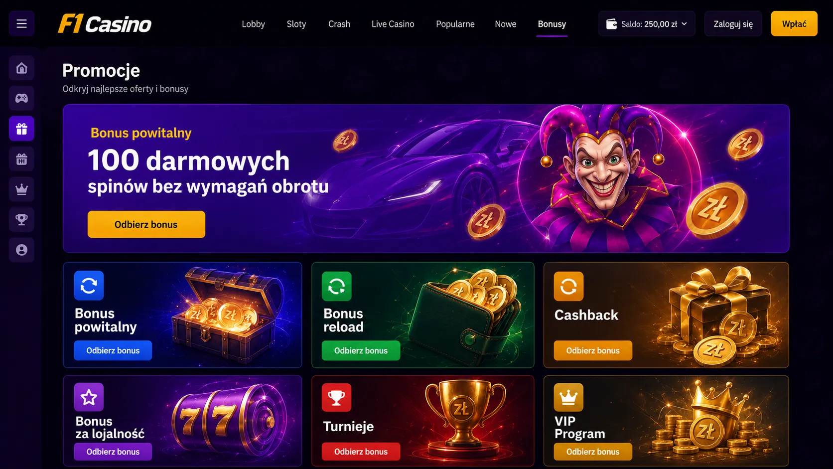 Darmowe spiny i dodatkowe promocje w F1 Casino